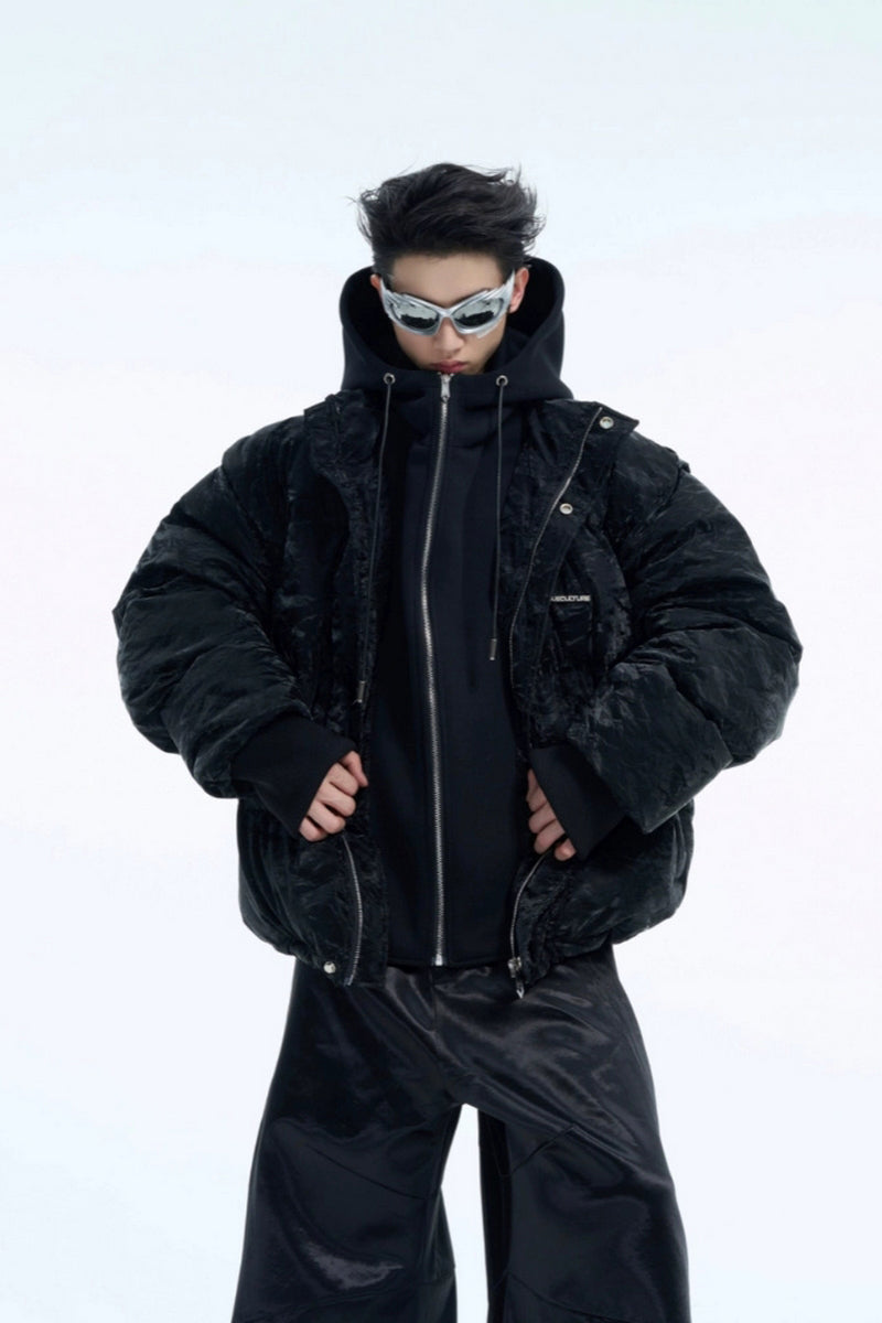 Layered Design Hooded Puffer Jacket