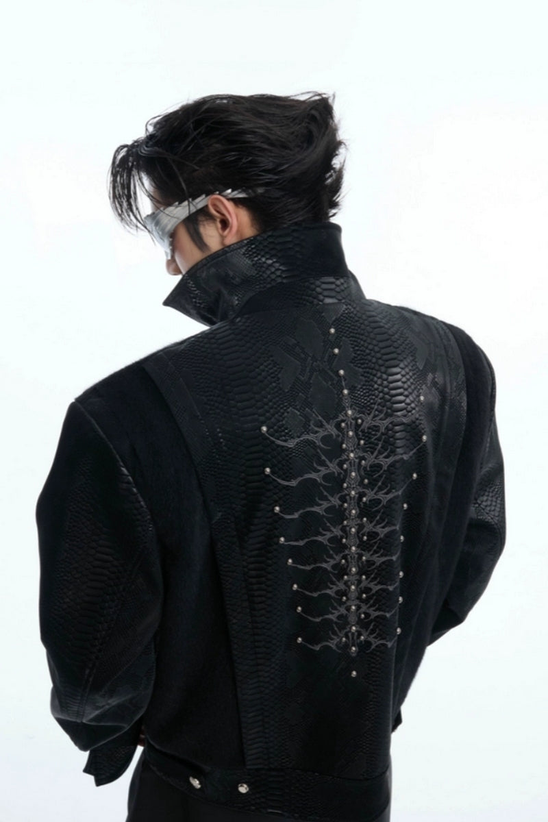 Snake Skin Panel PU Jacket