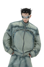 Vintage Washed Pierced Denim Jacket