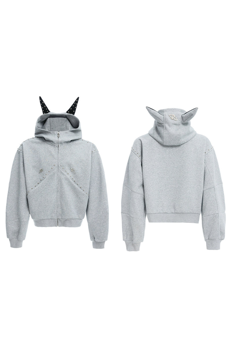 Dog Ears Studded Hoodie