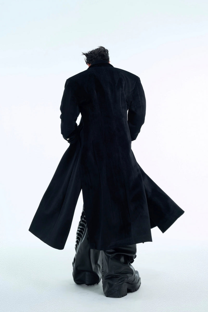 Double-Breasted Wool Blend Overcoat