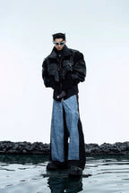 Colorblock Patchwork Denim Trousers