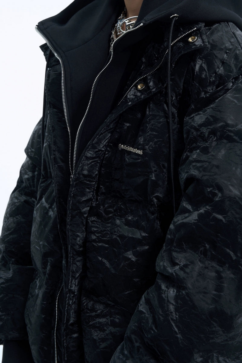 Layered Design Hooded Puffer Jacket