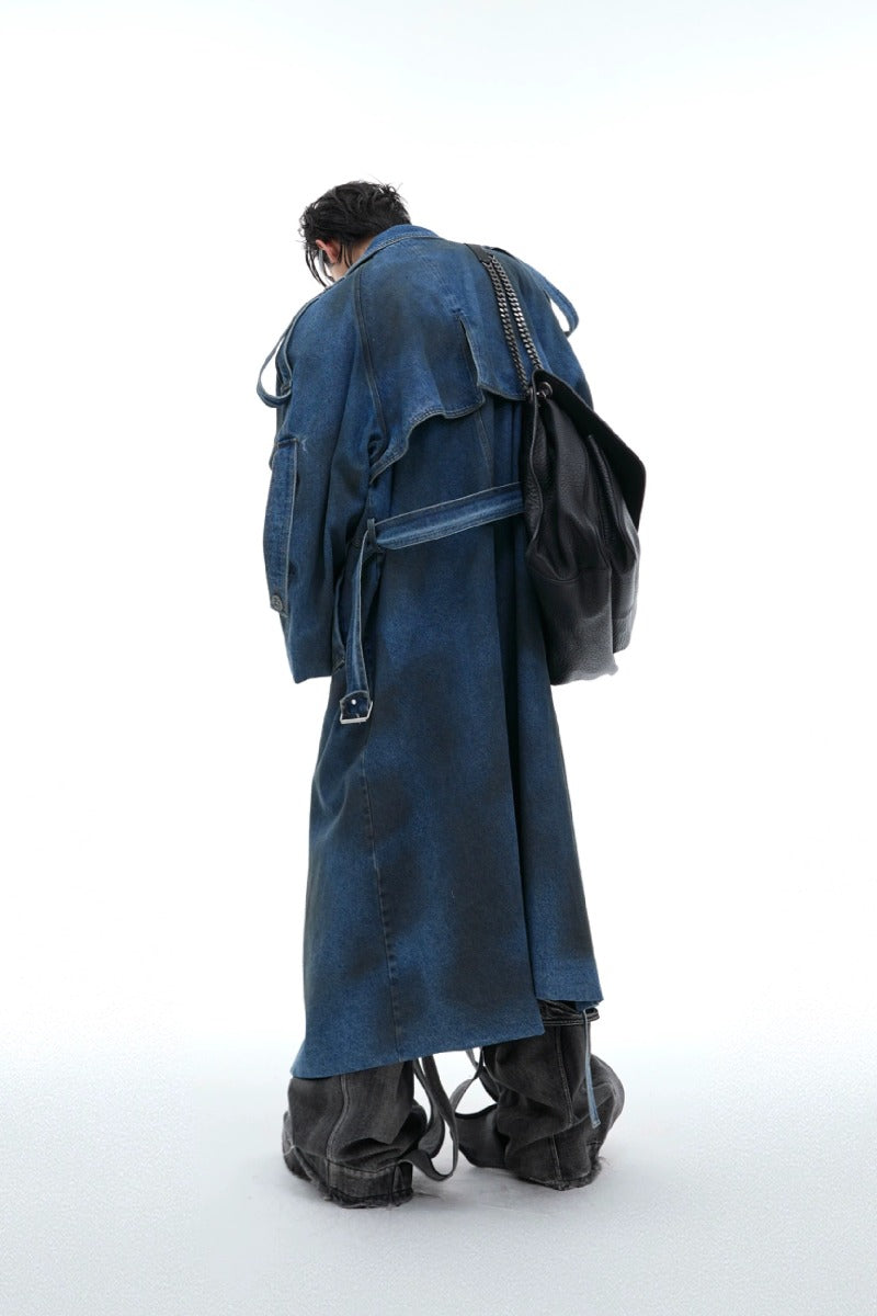 Washed Layered Padded Denim Coat