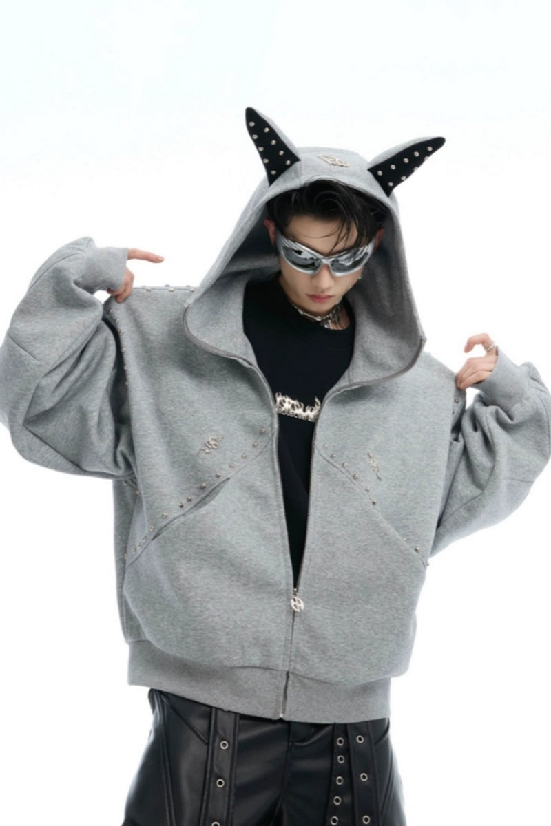 Dog Ears Studded Hoodie