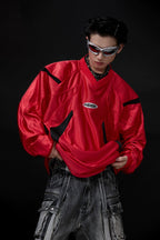 Glossy V-Neck Retro Sports Jersey