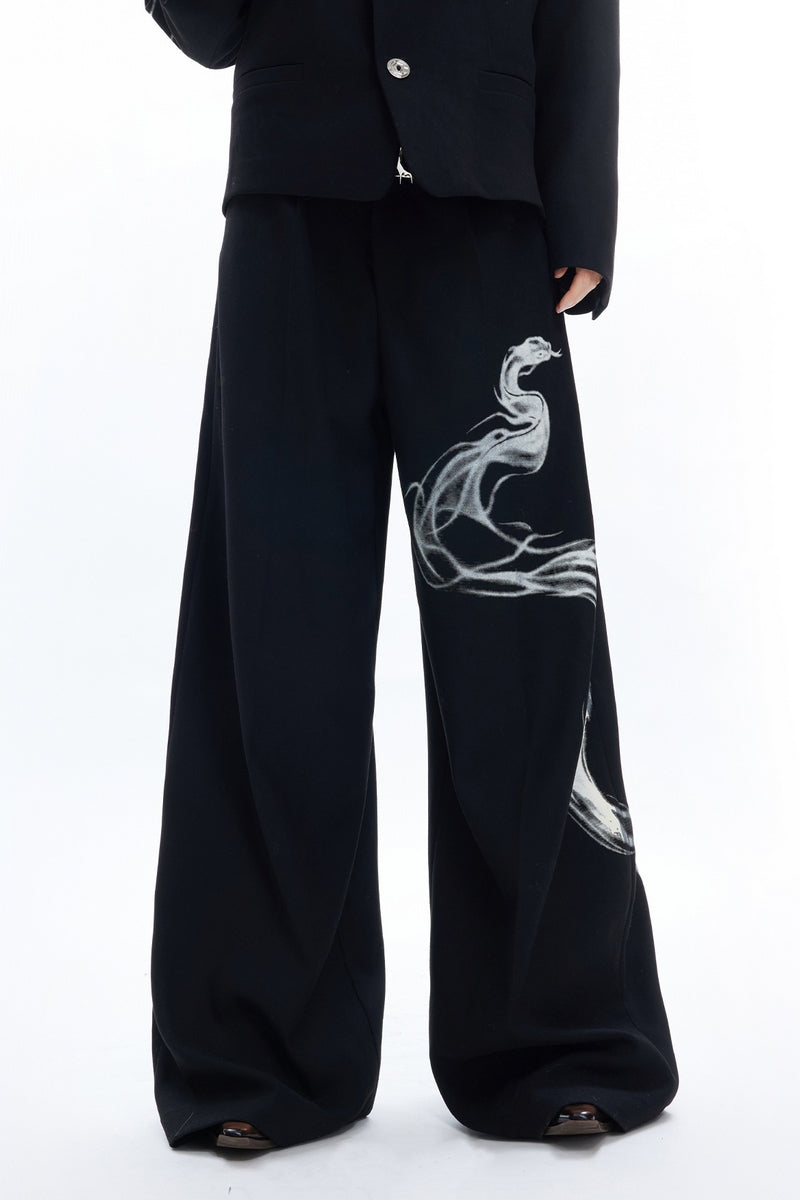 Snake Pattern Relaxed Trousers