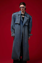 Washed Double-Breasted Denim Coat