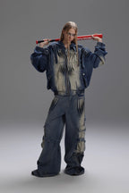 Washed Pleated Multi-Pocket Cargo Jacket