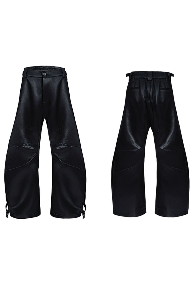 Glossy Liquid Scimitar Wide-Leg Pants