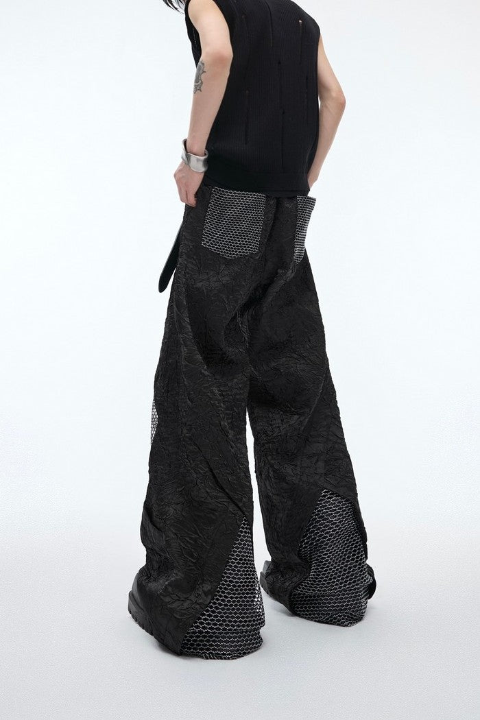 Deconstructed Pleated Mesh Trousers