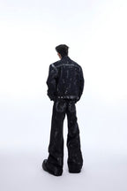 Metal Rived Destroyed Denim Jacket