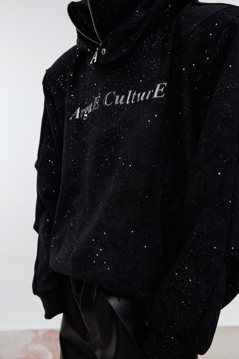 Double Layer Glitter Logo Hoodie