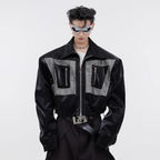 Cropped PU Leather Jacket