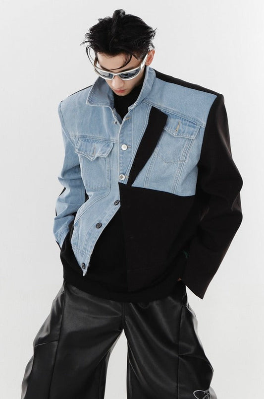 Irregular Stitching Denim Suit Jacket