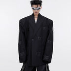 PU Leather Logo Suit Jacket