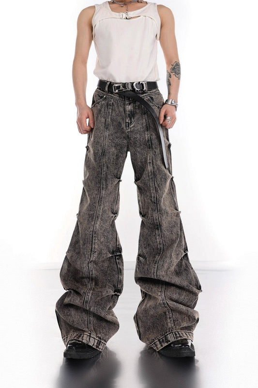 Washed Flared Retro Denim