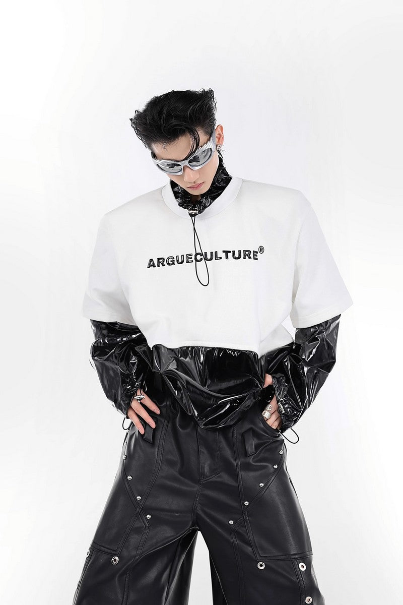 Liquid Leather Double Layer Long Sleeve Tee