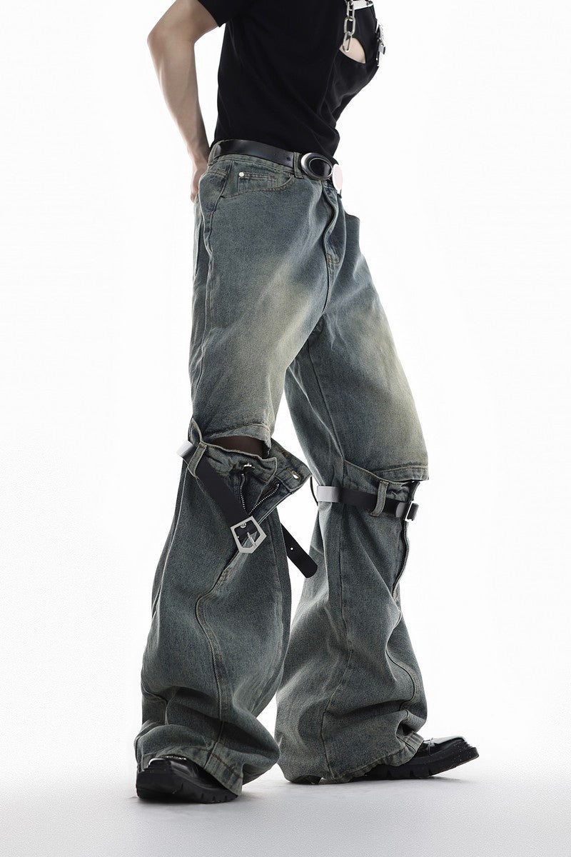 Double Belt Straight Denim