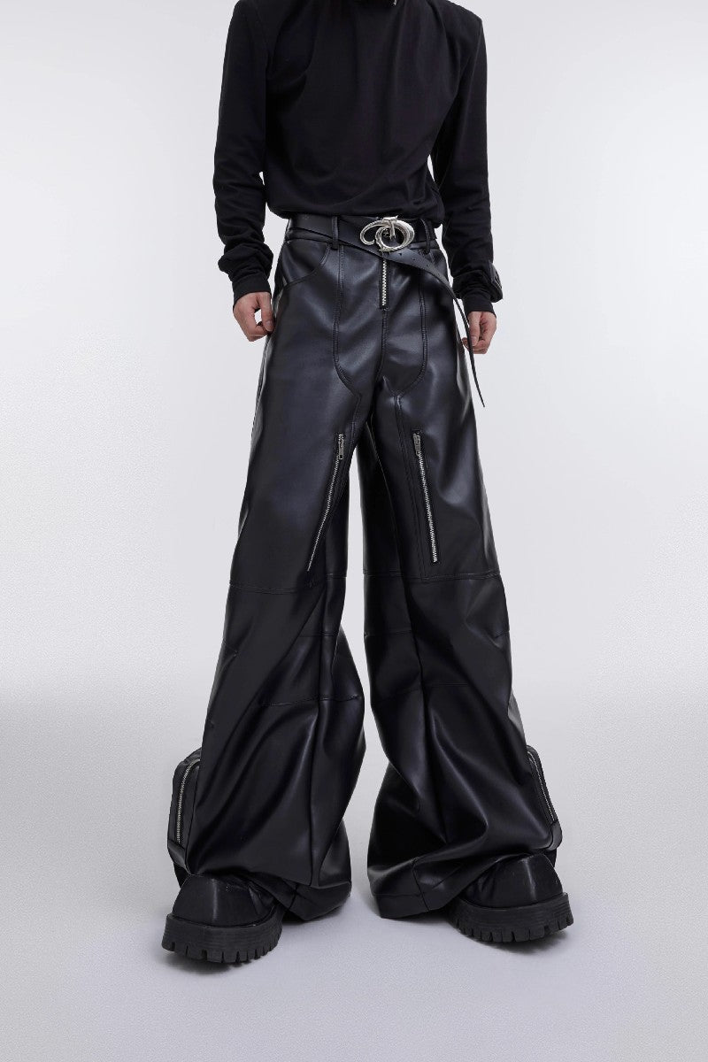 PU Leather Double Knee Trousers