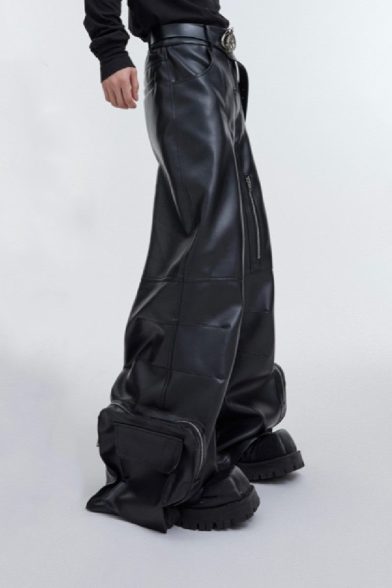 PU Leather Double Knee Trousers