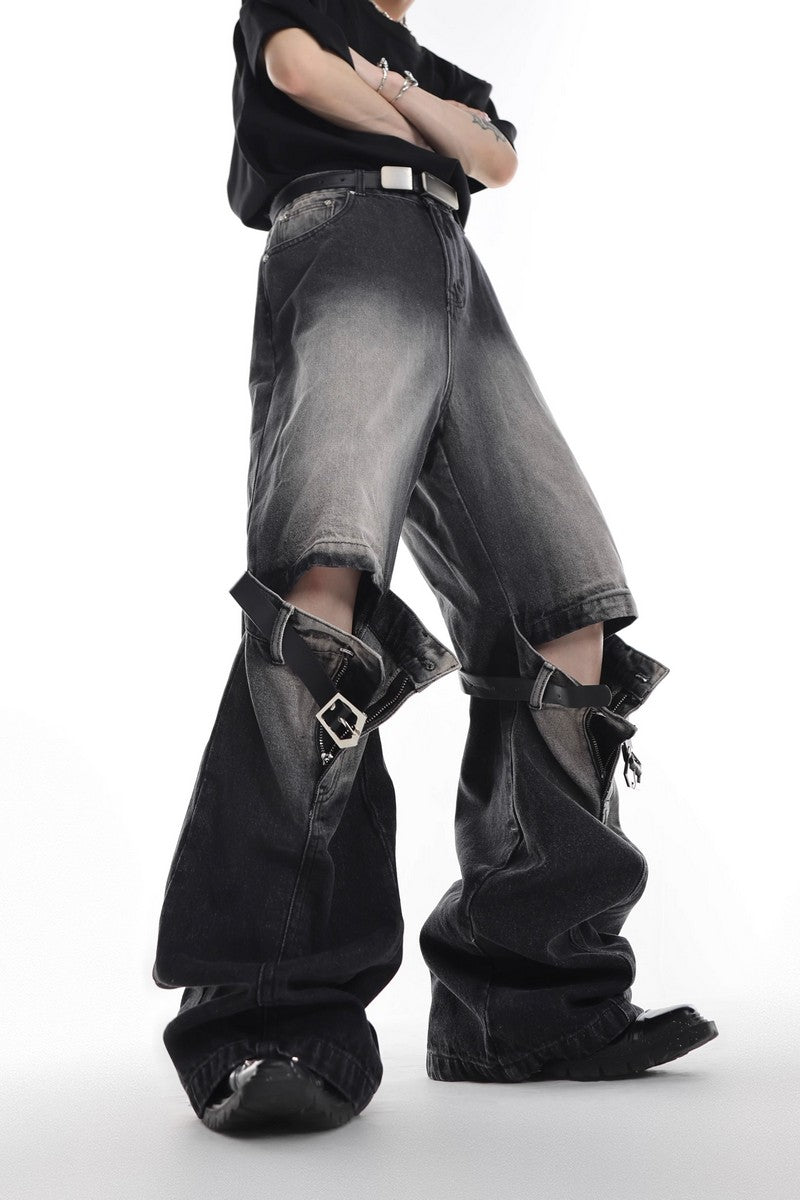 Double Belt Straight Denim