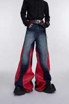 Stitched PU Leather Denim