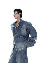Multi-Pocket Distressed Denim Jacket