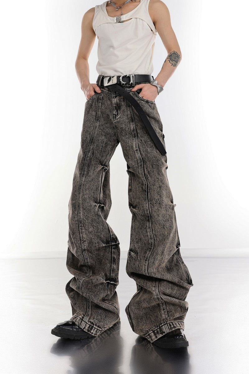 Washed Flared Retro Denim