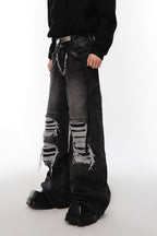 Distressed Loose Flared Denim