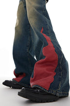 PU Leather Flame Loose Denim