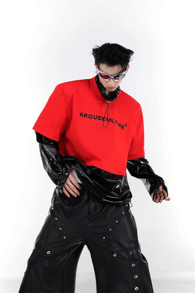 Liquid Leather Double Layer Long Sleeve Tee