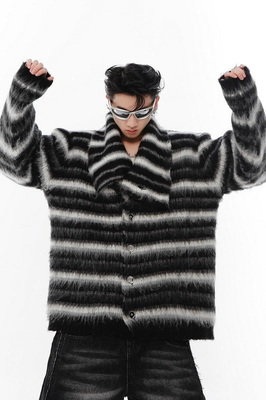 Striped Mohair Knit Sweater