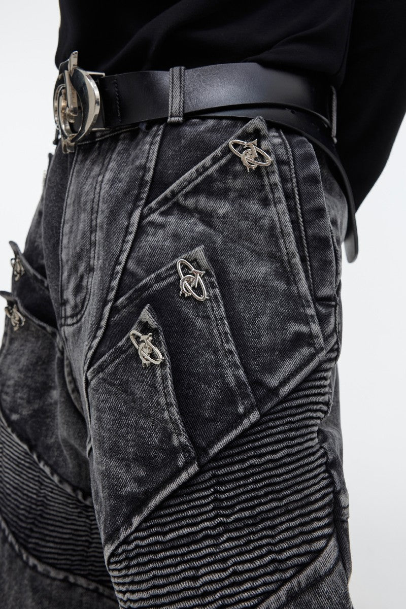 Flared Moto Denim