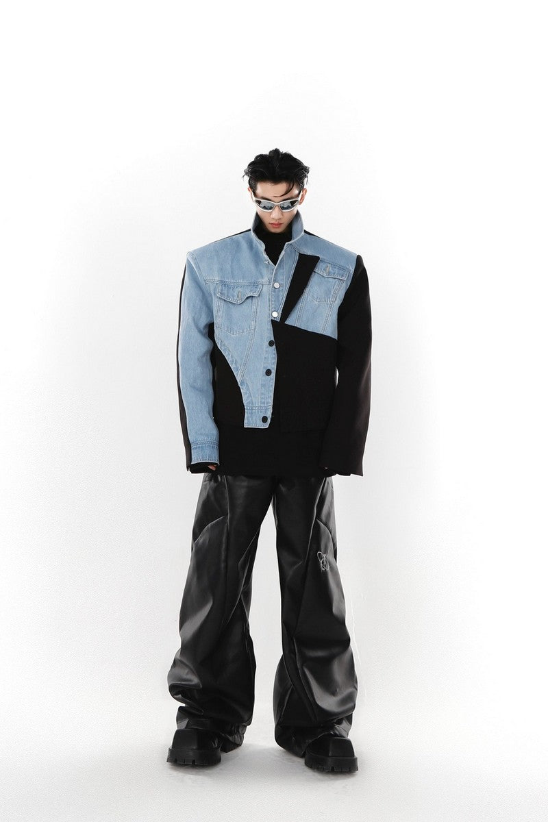 Irregular Stitching Denim Suit Jacket