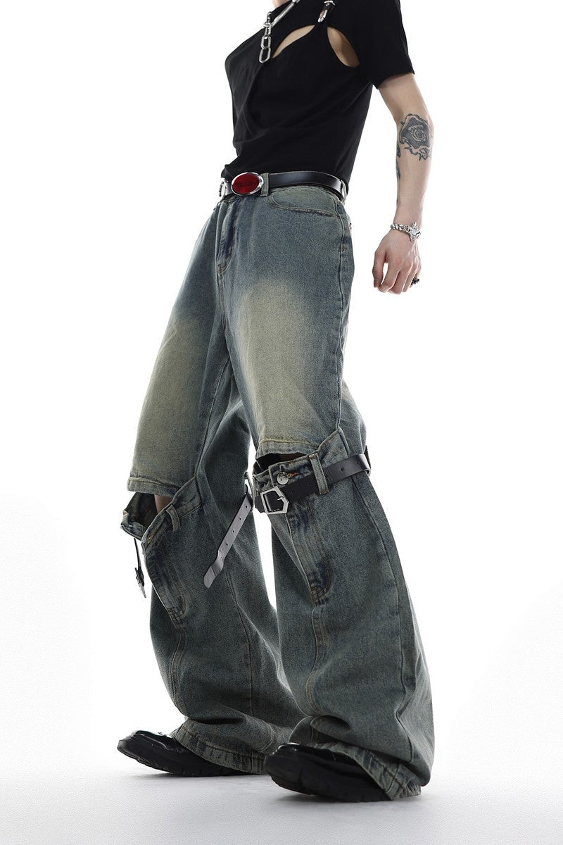 Double Belt Straight Denim
