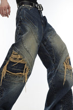 Retro Washed Distressed Denim