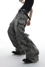 Washed Pockets Loose Denim