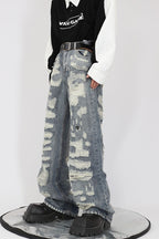 Destroyed Loose Flared Denim
