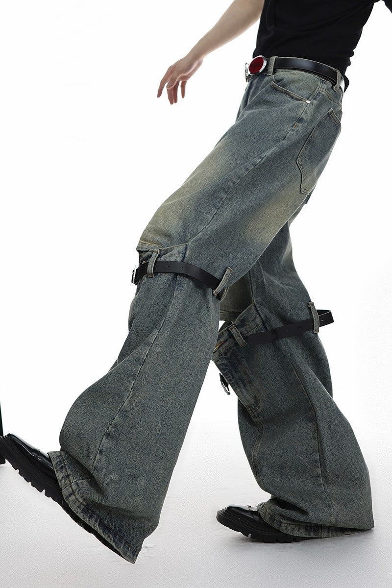 Double Belt Straight Denim