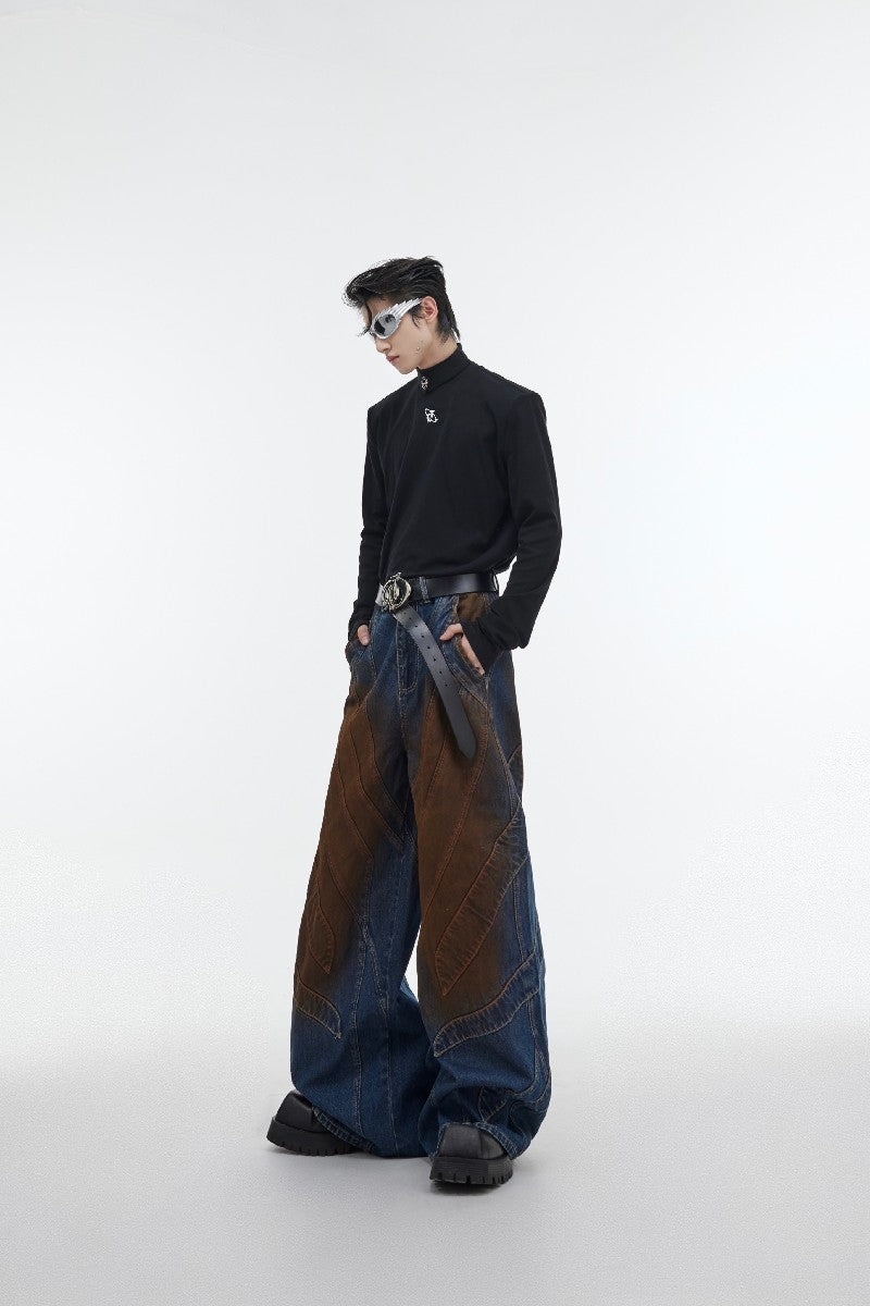 Rust Embroidered Denim