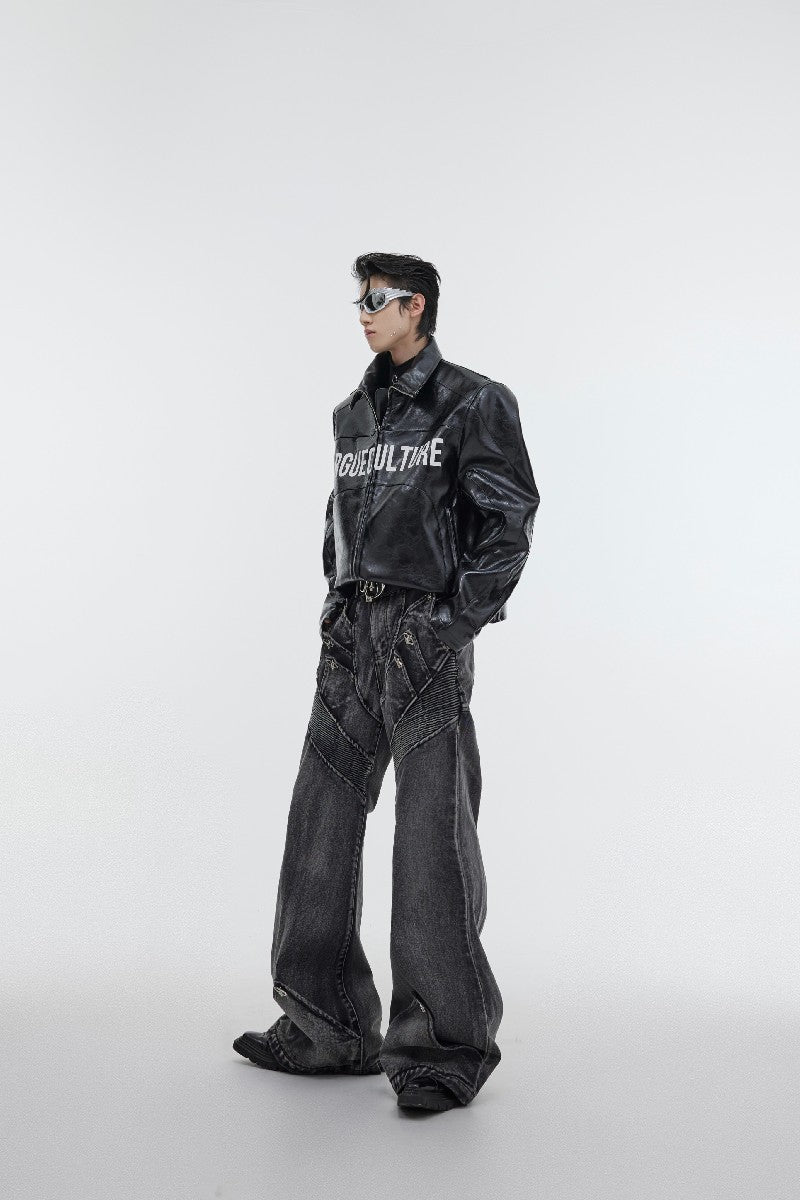 Flared Moto Denim