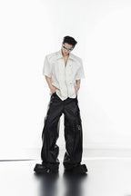 Short-Sleeve Leather Riveted Shirt