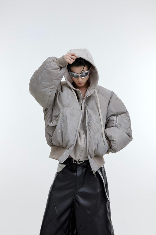 Two-Piece Stitched Hoodie Bomber Jacket